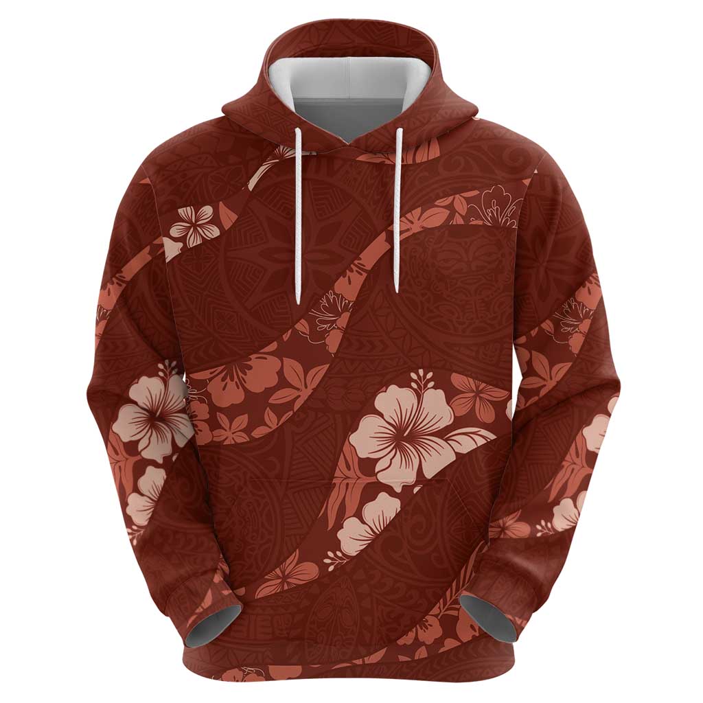 Aloha Hawaii Floral Tapa Hoodie Patchwork Crimson LT7 - Polynesian Pride