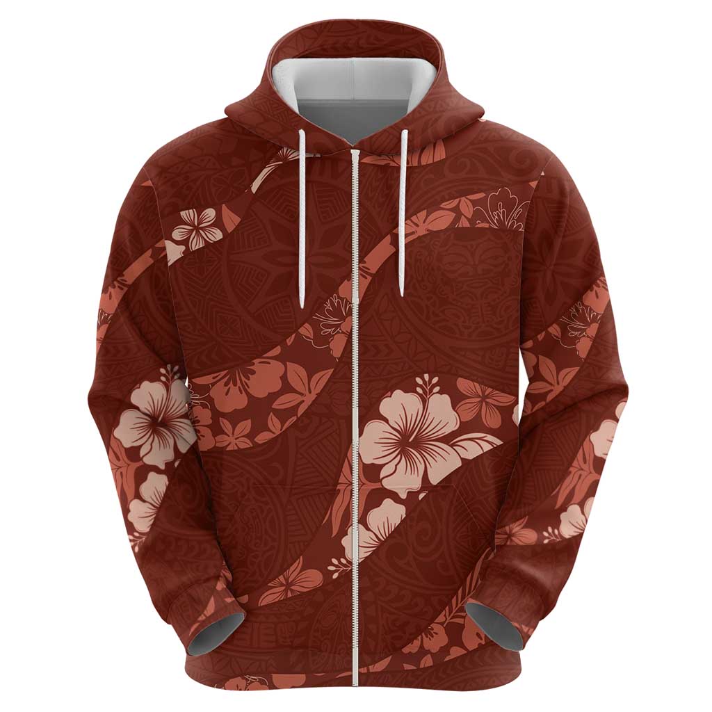 Aloha Hawaii Floral Tapa Hoodie Patchwork Crimson LT7 - Polynesian Pride