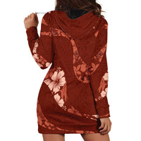 Aloha Hawaii Floral Tapa Hoodie Dress Patchwork Crimson LT7 - Polynesian Pride