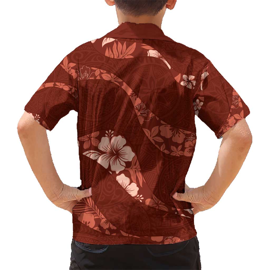 Aloha Hawaii Floral Tapa Kid Hawaiian Shirt Patchwork Crimson LT7 - Polynesian Pride