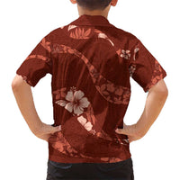 Aloha Hawaii Floral Tapa Kid Hawaiian Shirt Patchwork Crimson LT7 - Polynesian Pride