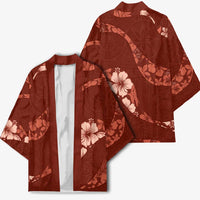 Aloha Hawaii Floral Tapa Kimono Patchwork Crimson LT7 - Polynesian Pride