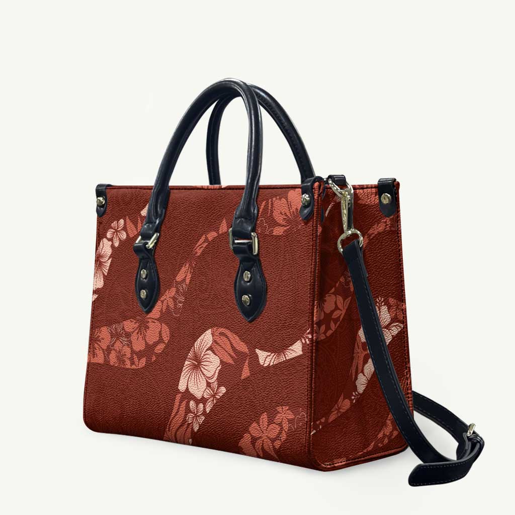 Aloha Hawaii Floral Tapa Leather Bag Patchwork Crimson LT7 - Polynesian Pride