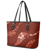 Aloha Hawaii Floral Tapa Leather Tote Bag Patchwork Crimson LT7 - Polynesian Pride