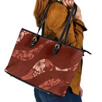Aloha Hawaii Floral Tapa Leather Tote Bag Patchwork Crimson LT7 - Polynesian Pride