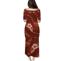 Aloha Hawaii Floral Tapa Puletasi Patchwork Crimson LT7 - Polynesian Pride