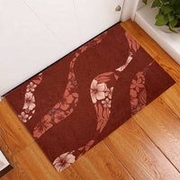 Aloha Hawaii Floral Tapa Rubber Doormat Patchwork Crimson LT7 - Polynesian Pride