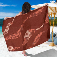 Aloha Hawaii Floral Tapa Sarong Patchwork Crimson LT7 One Size 44 x 66 inches Crimson - Polynesian Pride