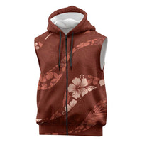 Aloha Hawaii Floral Tapa Sleeveless Zip Hoodie Patchwork Crimson LT7 Crimson - Polynesian Pride