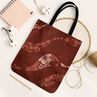 Aloha Hawaii Floral Tapa Tote Bag Patchwork Crimson LT7 Black Strap One Size Crimson - Polynesian Pride