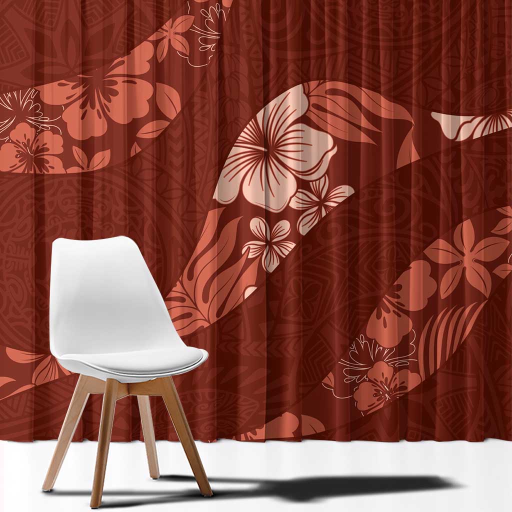 Aloha Hawaii Floral Tapa Window Curtain Patchwork Crimson LT7 - Polynesian Pride
