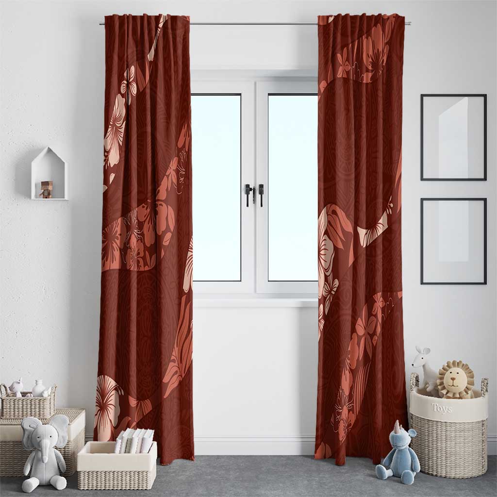 Aloha Hawaii Floral Tapa Window Curtain Patchwork Crimson LT7 - Polynesian Pride