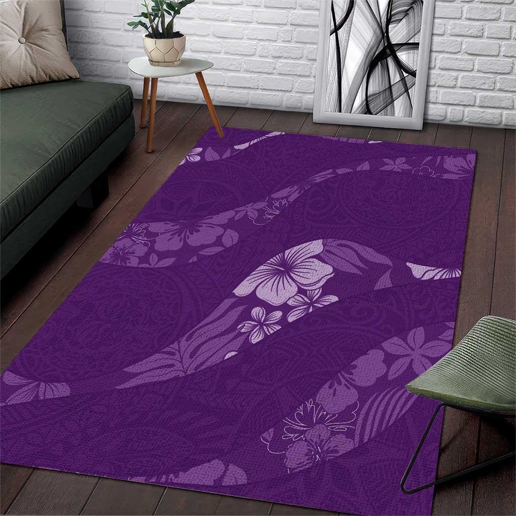 Aloha Hawaii Floral Tapa Area Rug Patchwork Violet LT7 Violet - Polynesian Pride