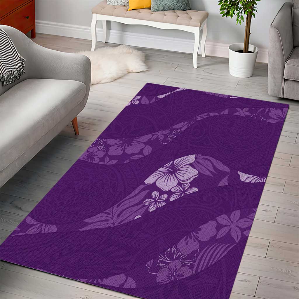 Aloha Hawaii Floral Tapa Area Rug Patchwork Violet LT7 - Polynesian Pride