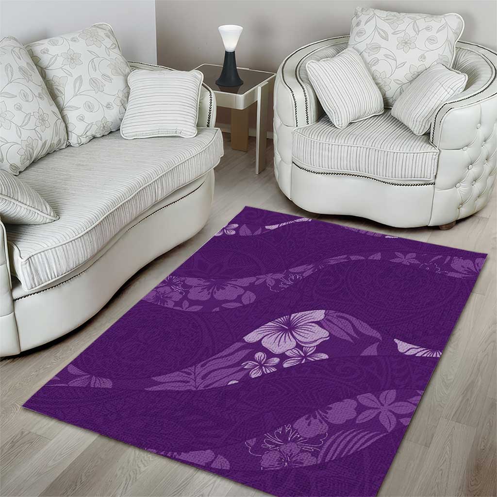 Aloha Hawaii Floral Tapa Area Rug Patchwork Violet LT7 - Polynesian Pride