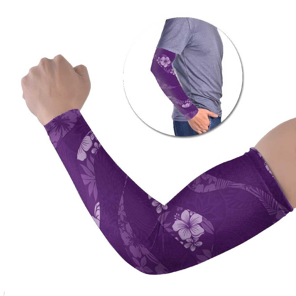Aloha Hawaii Floral Tapa Arm Sleeves Patchwork Violet LT7 Set of 2 Violet - Polynesian Pride