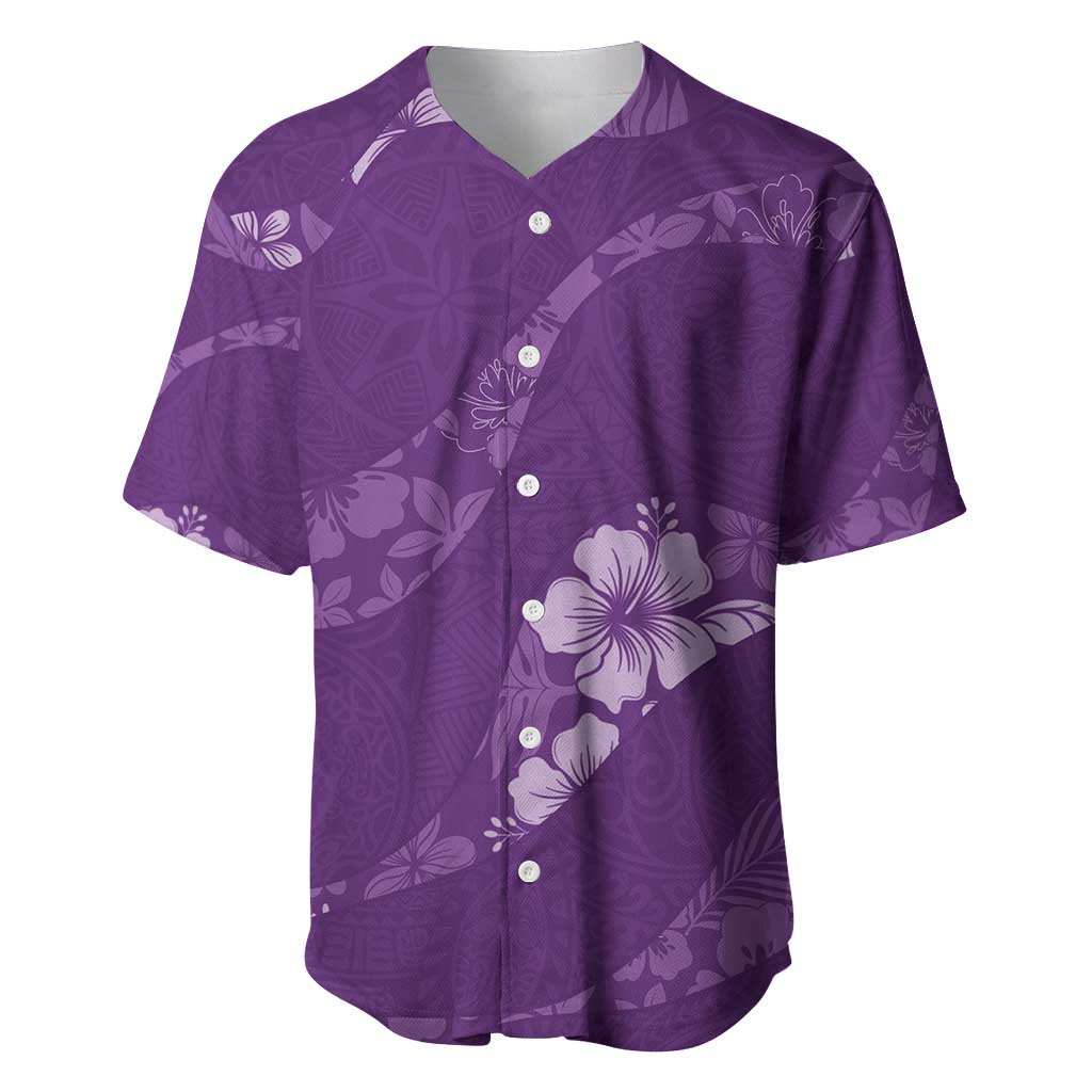 Aloha Hawaii Floral Tapa Baseball Jersey Patchwork Violet LT7 Violet - Polynesian Pride