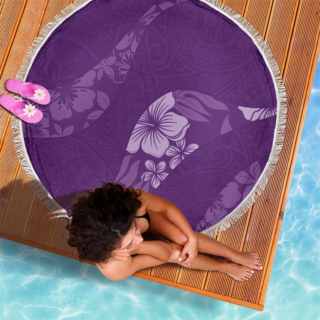 Aloha Hawaii Floral Tapa Beach Blanket Patchwork Violet LT7 - Polynesian Pride