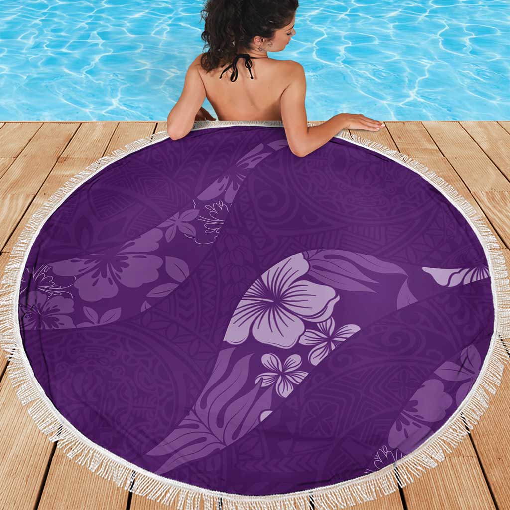 Aloha Hawaii Floral Tapa Beach Blanket Patchwork Violet LT7 - Polynesian Pride
