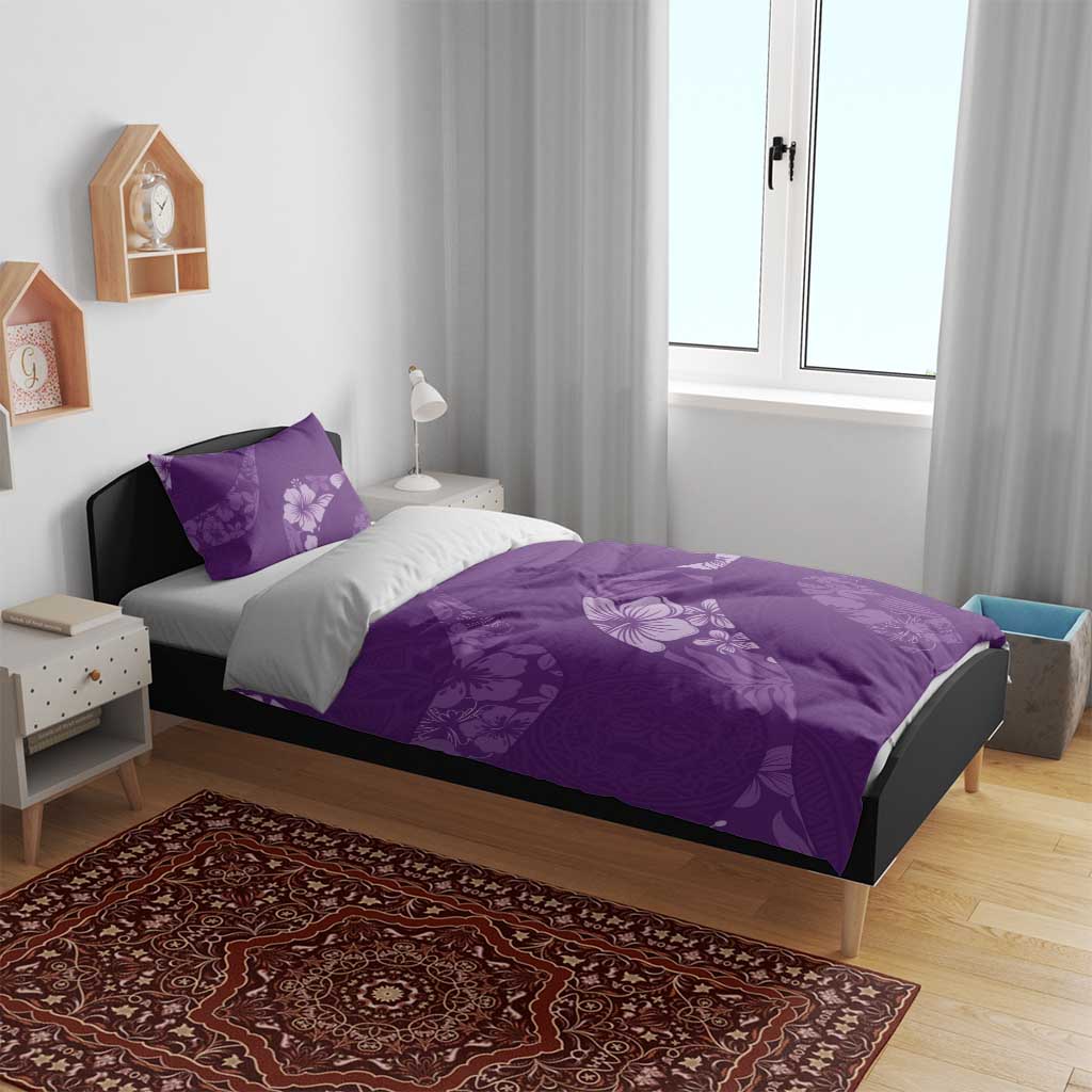 Aloha Hawaii Floral Tapa Bedding Set Patchwork Violet LT7 - Polynesian Pride