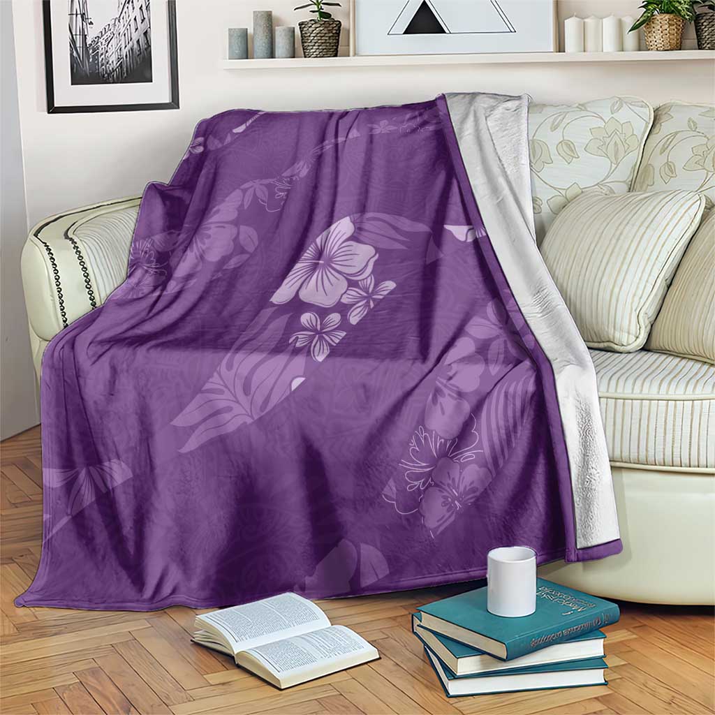 Aloha Hawaii Floral Tapa Blanket Patchwork Violet LT7 Violet - Polynesian Pride