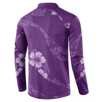 Aloha Hawaii Floral Tapa Button Sweatshirt Patchwork Violet LT7 - Polynesian Pride