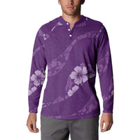 Aloha Hawaii Floral Tapa Button Sweatshirt Patchwork Violet LT7 - Polynesian Pride