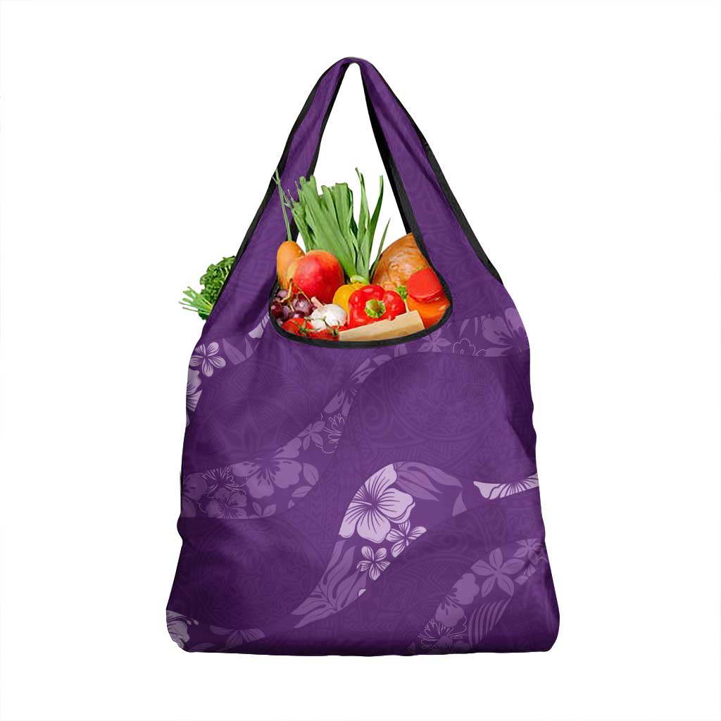 Aloha Hawaii Floral Tapa Grocery Bag Patchwork Violet LT7 1-pack One Size Violet - Polynesian Pride