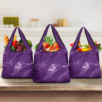 Aloha Hawaii Floral Tapa Grocery Bag Patchwork Violet LT7 3-pack One Size Violet - Polynesian Pride