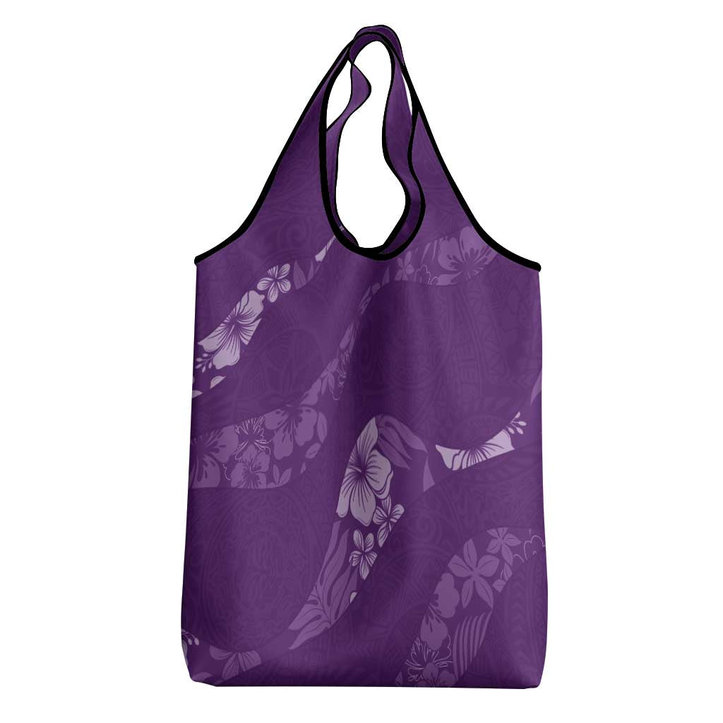 Aloha Hawaii Floral Tapa Grocery Bag Patchwork Violet LT7 - Polynesian Pride