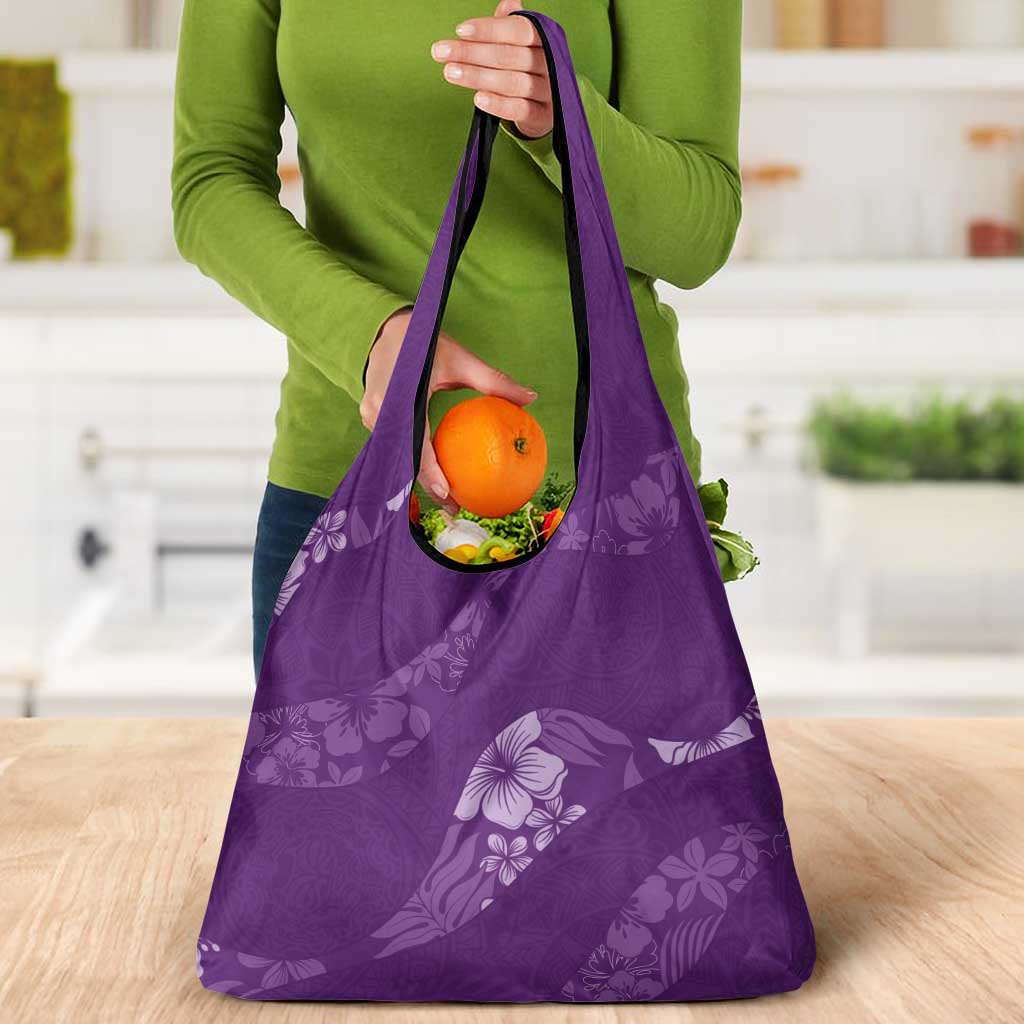 Aloha Hawaii Floral Tapa Grocery Bag Patchwork Violet LT7 - Polynesian Pride