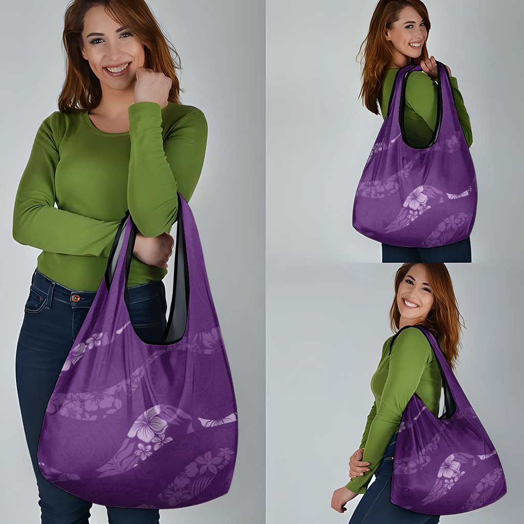 Aloha Hawaii Floral Tapa Grocery Bag Patchwork Violet LT7 - Polynesian Pride