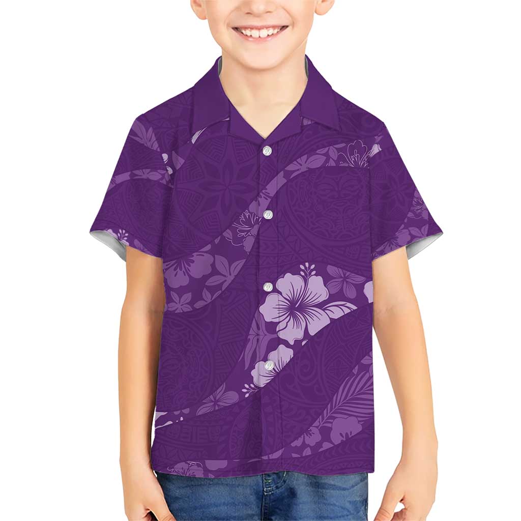 Aloha Hawaii Floral Tapa Hawaiian Shirt Patchwork Violet LT7 - Polynesian Pride