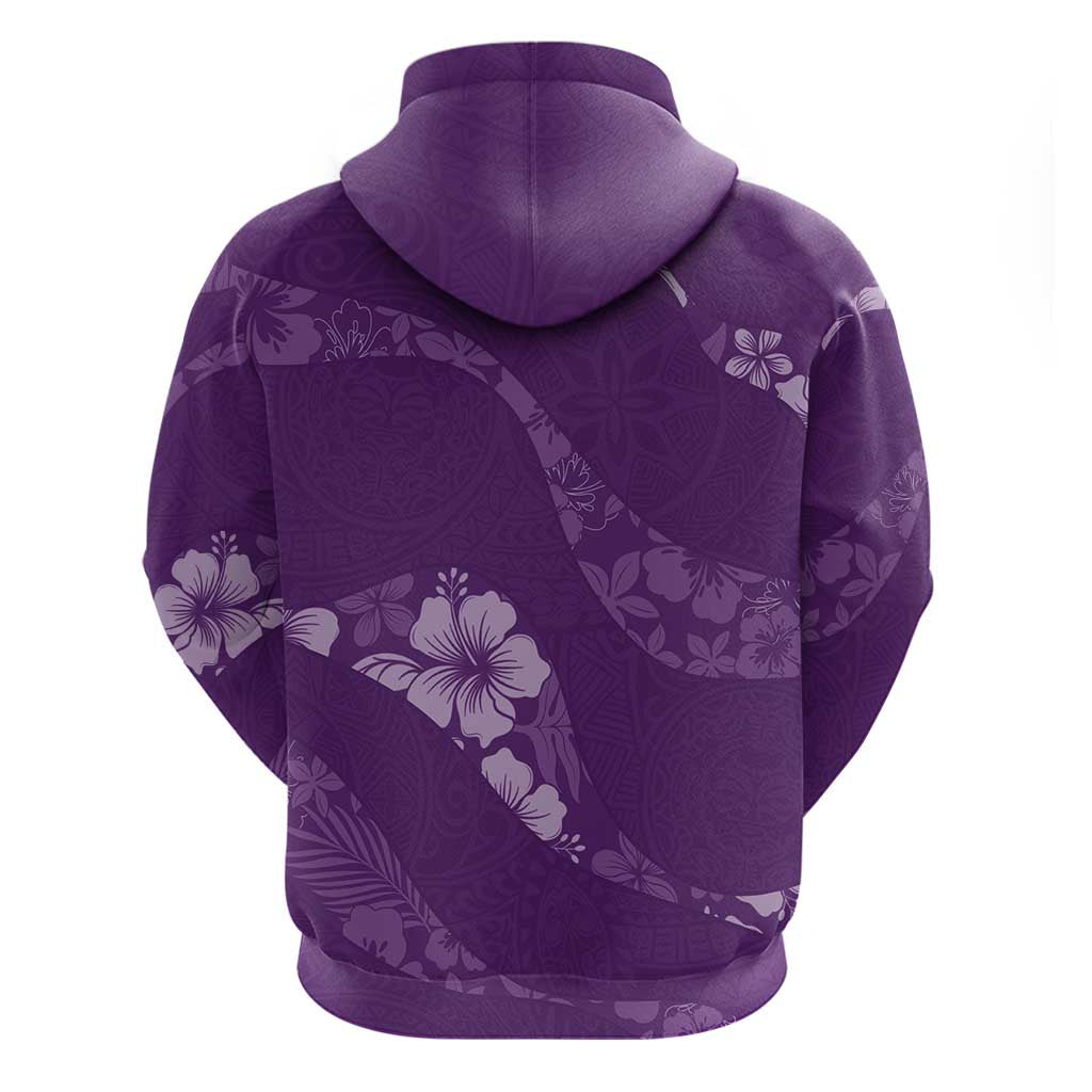Aloha Hawaii Floral Tapa Hoodie Patchwork Violet LT7 - Polynesian Pride