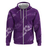 Aloha Hawaii Floral Tapa Hoodie Patchwork Violet LT7 Zip Hoodie Violet - Polynesian Pride