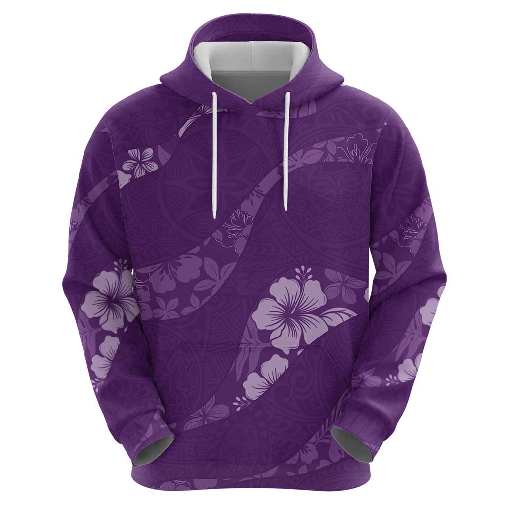 Aloha Hawaii Floral Tapa Hoodie Patchwork Violet LT7 - Polynesian Pride