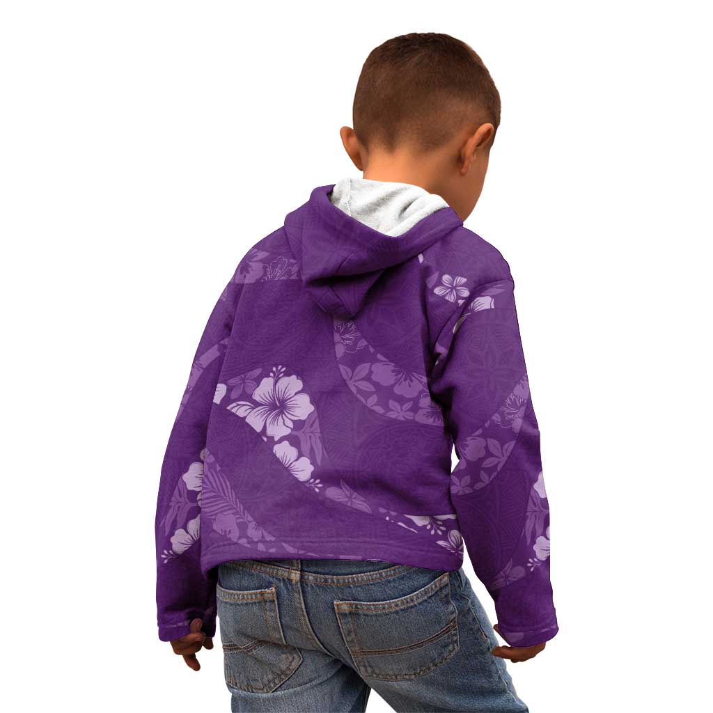 Aloha Hawaii Floral Tapa Kid Hoodie Patchwork Violet LT7 - Polynesian Pride