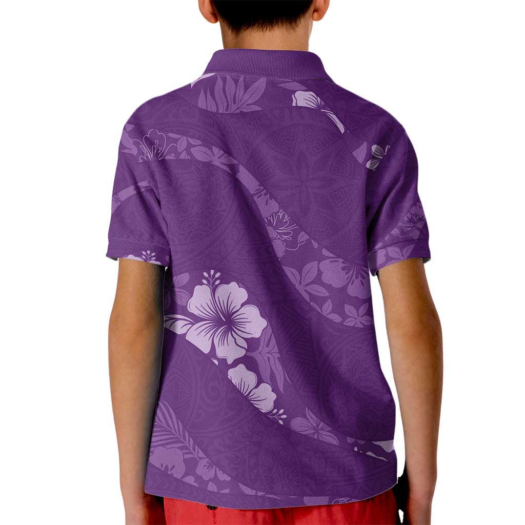 Aloha Hawaii Floral Tapa Kid Polo Shirt Patchwork Violet LT7 - Polynesian Pride
