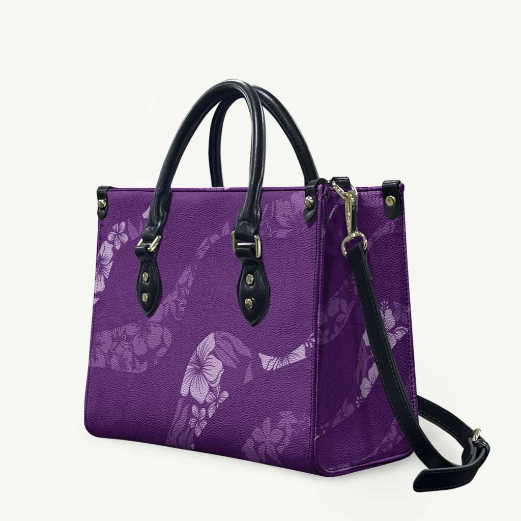 Aloha Hawaii Floral Tapa Leather Bag Patchwork Violet LT7 - Polynesian Pride