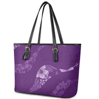Aloha Hawaii Floral Tapa Leather Tote Bag Patchwork Violet LT7 - Polynesian Pride
