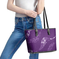 Aloha Hawaii Floral Tapa Leather Tote Bag Patchwork Violet LT7 - Polynesian Pride