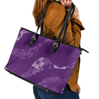 Aloha Hawaii Floral Tapa Leather Tote Bag Patchwork Violet LT7 - Polynesian Pride