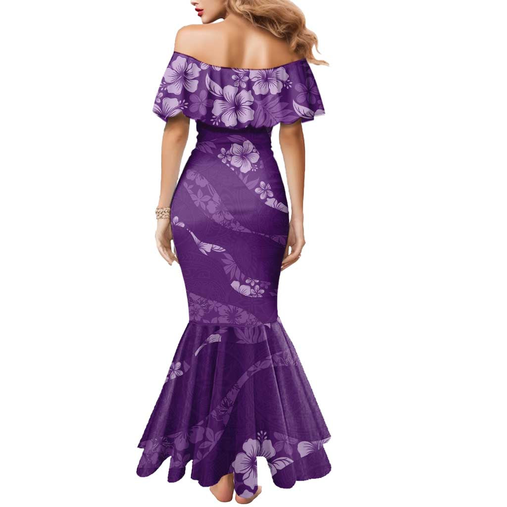 Aloha Hawaii Floral Tapa Mermaid Dress Patchwork Violet LT7 - Polynesian Pride