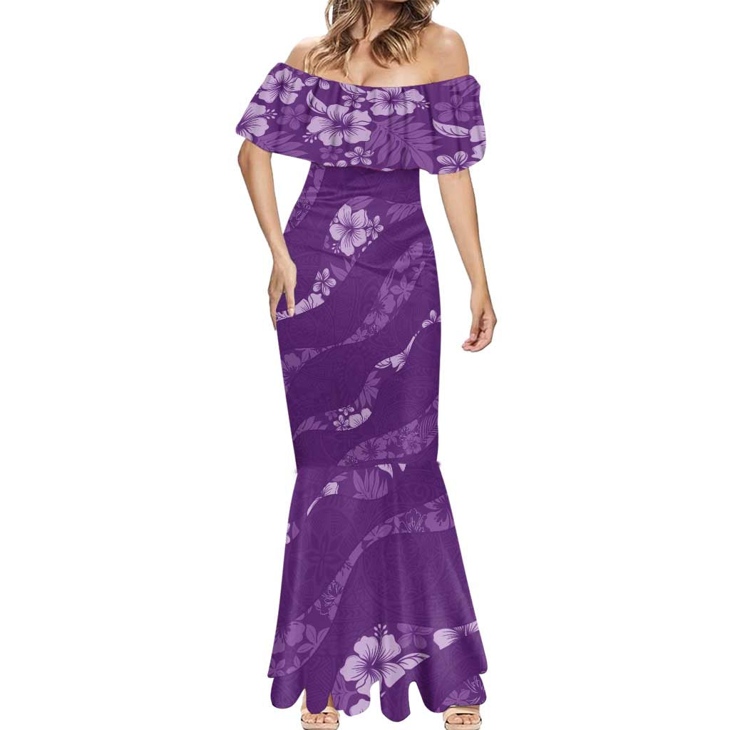 Aloha Hawaii Floral Tapa Mermaid Dress Patchwork Violet LT7 - Polynesian Pride
