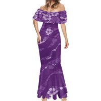 Aloha Hawaii Floral Tapa Mermaid Dress Patchwork Violet LT7 - Polynesian Pride