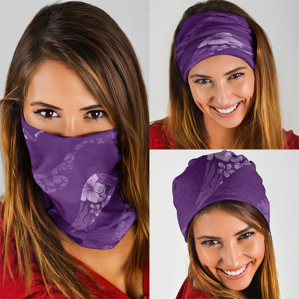 Aloha Hawaii Floral Tapa Neck Gaiter Patchwork Violet LT7 - Polynesian Pride