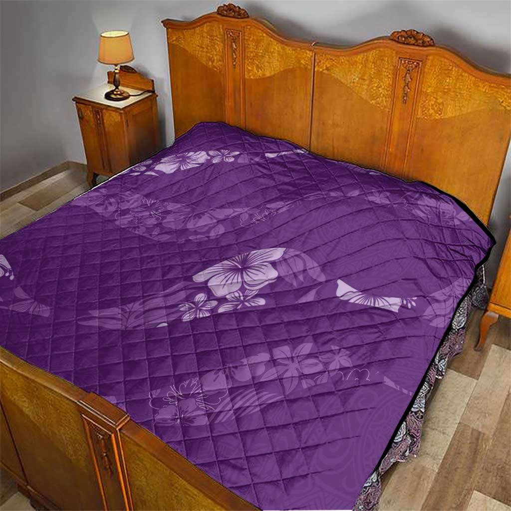 Aloha Hawaii Floral Tapa Quilt Patchwork Violet LT7 - Polynesian Pride