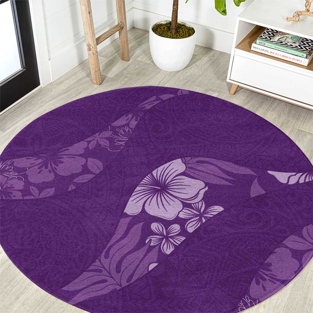 Aloha Hawaii Floral Tapa Round Carpet Patchwork Violet LT7 Violet - Polynesian Pride