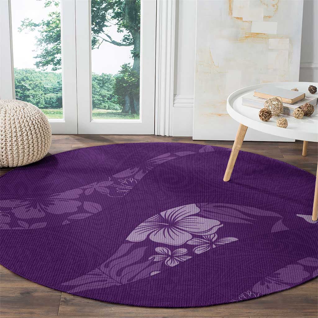 Aloha Hawaii Floral Tapa Round Carpet Patchwork Violet LT7 - Polynesian Pride