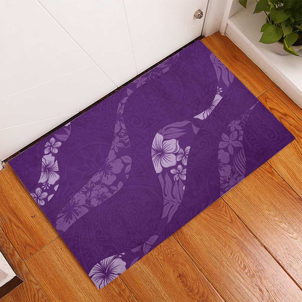 Aloha Hawaii Floral Tapa Rubber Doormat Patchwork Violet LT7 - Polynesian Pride